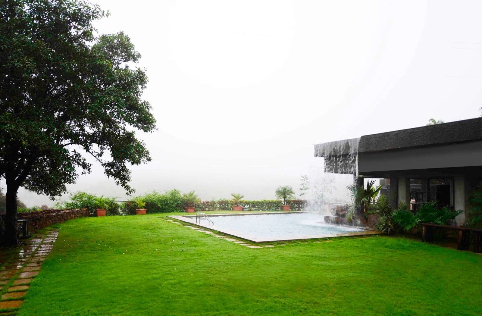 Infinity Pool — Misty Monsoon Infinity Pool Waterfall Lawn