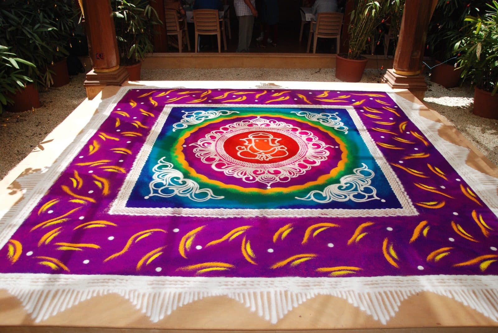 Weddings & Events — Colorful Ganesha Rangoli Floor Art