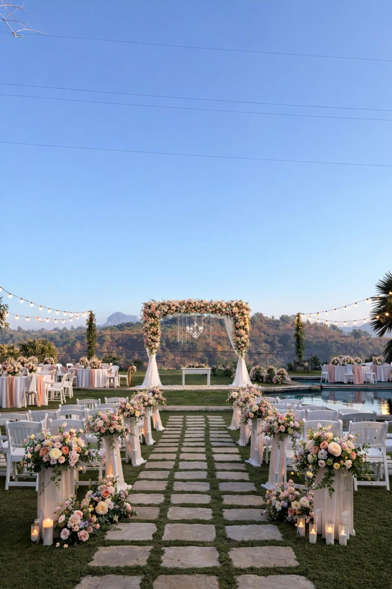 Wedding Ceremony - Beautiful floral arch aisle